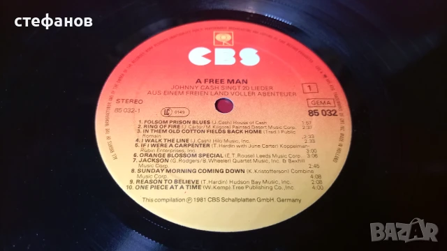 Дългосвиреща грамофонна плоча JOHNNY CASH a free man, Холандска преса, снимка 5 - Грамофонни плочи - 51266392