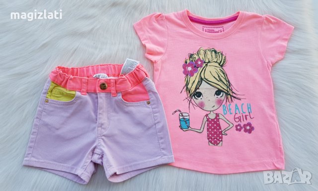 Къси дънкови панталони H&M и тениска  3-4 години, снимка 7 - Детски къси панталони - 33636304