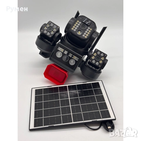 Соларна охранителна камера Sunvision – 16 MP, 3 обектива, аларма  ,  Wi-Fi , модел 28-80, снимка 6 - Камери - 53106560