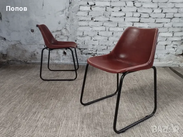 Винтидж кафяв кожен стол Kare, снимка 5 - Столове - 49157376