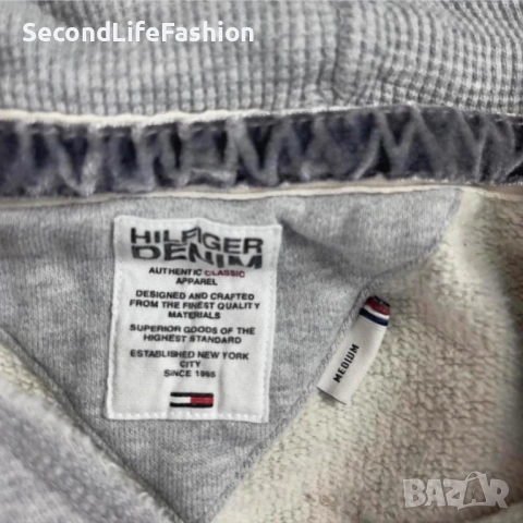 Дамски суитшърт Tommy Hilfiger с качулка, размер M американско знаме сив, снимка 3 - Суичъри - 52505639
