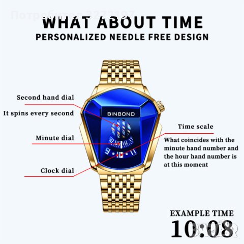 Нов! Модерен дизайн кварцов часовник! Relgio Masculino BINBOND кварц! , снимка 3 - Мъжки - 40436331