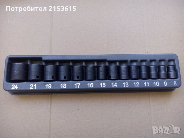 snap on 14 броя качествени черни  3/8 къси 6 стени камъни вложки 214IMFMYA