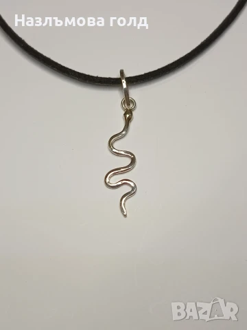 Сребърен медальон змия ръчна изработка , снимка 2 - Колиета, медальони, синджири - 51317504