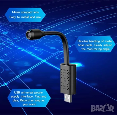 Скрита Wi-Fi камера с USB накрайник, видеонаблюдение, шпионска камера, снимка 6 - IP камери - 52208675