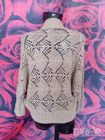 H&M Бежова жилетка тип болеро Прилеп Л, снимка 2 - Жилетки - 51342599