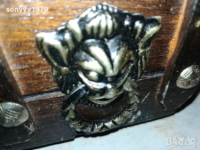 ДЪРВЕНА КУТИЯ КОВЧЕЖЕ С ОБКОВ ВНОС ФРАНЦИЯ 0201241922, снимка 5 - Антикварни и старинни предмети - 43626604