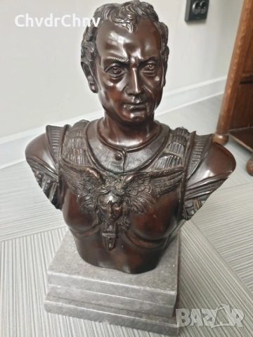35см-14кг Ruocco статуя-бюст/стара италианска бронзова скулптура/фигура на римски император, снимка 17 - Статуетки - 53035118