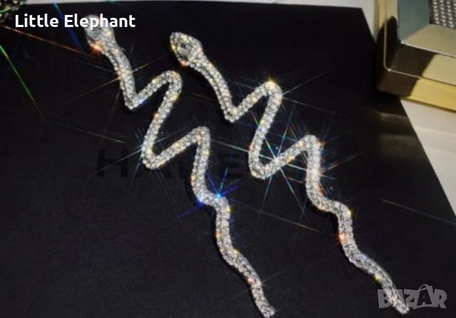 -100 лв Sale Кристални обеци,колекция"Snakes shine",white/нови