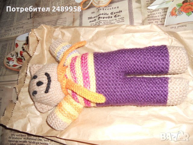 Теди Беар Плетено мече  Играчка  мече ръчно изплетено плетиво, снимка 2 - Плюшени играчки - 34937738