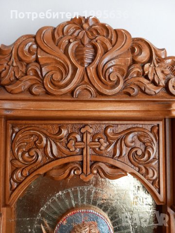 Дърворезба, домашен иконостас с релеф на "Св. Мина ", снимка 4 - Други - 39336251