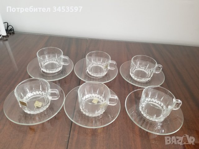 Сервиз швейцарски 6 чаши стъклени за кафе. Нови, снимка 1 - Чаши - 43168549