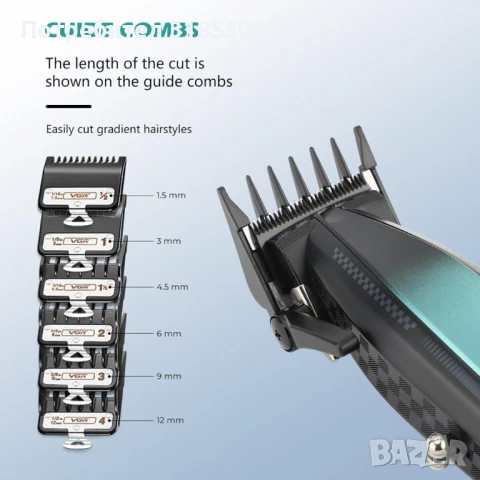 Професионална машинка за подстригване VGR 270 – Безжична, високоскоростна, с керамично острие и LED , снимка 7 - Фризьорски принадлежности - 51228759