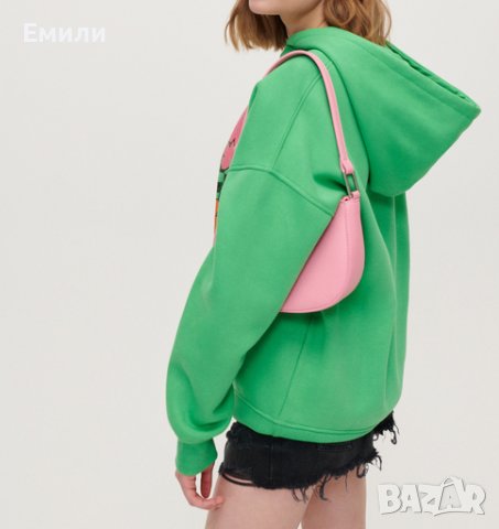 Малка дамска кожена чанта за рамо в розов цвят, снимка 3 - Чанти - 43733574