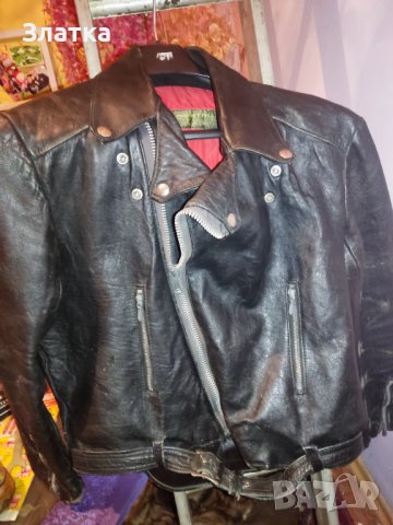 Кожено яке - оригинал, от дебел, тежък телешки бокс Текстилно яке за мотор Шуба, снимка 15 - Якета - 41883642