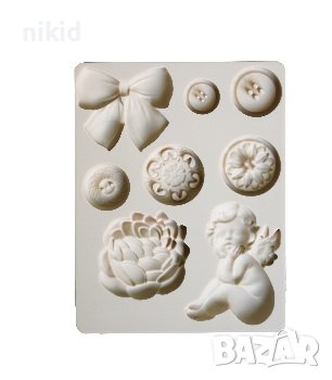 Ангел цвете Лотус копче панделка брошка силиконов молд форма фондан шоколад гипс , снимка 2 - Форми - 37281186