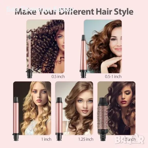 Нов Комплект за къдрене 5 в 1 – маша с 4 сменяеми приставки за прическа, снимка 3 - Маши за коса - 49430345