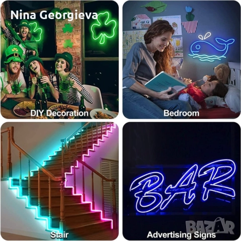 Неонови LED лентови светлини. Водоустойчиво осветление, 4.5 метра лента. , снимка 4 - Лед осветление - 51989230