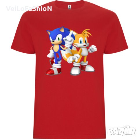 Нова детска тениска със Соник (Sonic) в червен цвят , снимка 1 - Детски тениски и потници - 43951564