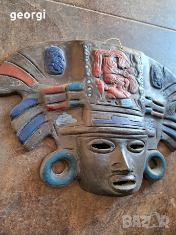 ацтекска керамична маска 32/3, снимка 3 - Декорация за дома - 53141817