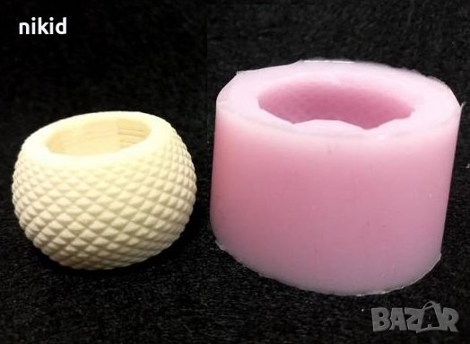 малка обла ваза саксия кашпа с релеф силиконов молд форма капъп гипс шоколад 