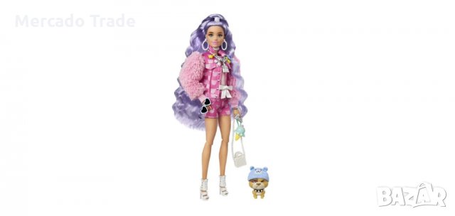 БАРБИ Екстра с лилава коса и розово палто , снимка 1 - Кукли - 35131831