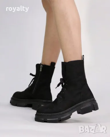 Равни боти - Велур, снимка 2 - Дамски боти - 49183614