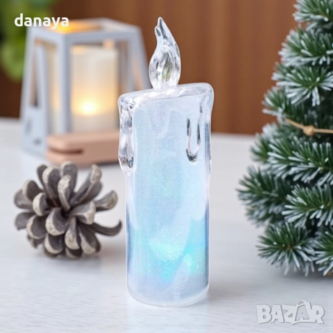 6139 Коледна електронна свещ с преливащи Led светлини, 16 см