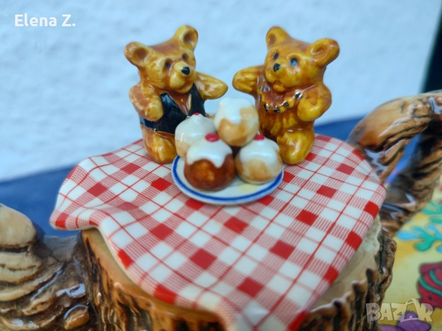 Симпатичен винтидж чайник с мечета Paul Cardew, снимка 3 - Колекции - 52344618