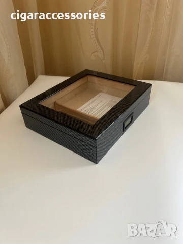 Хумидор за пури – испански кедър, карбонов дизайн, хигрометър, снимка 5 - Табакери - 38252604