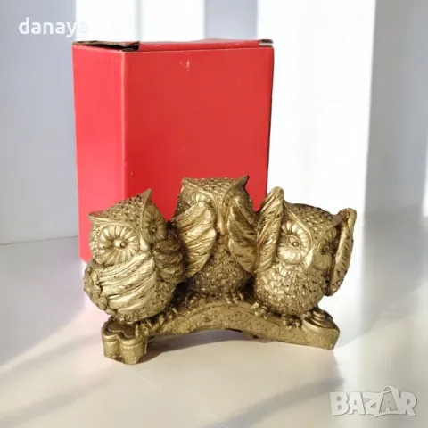5434 Статуетка Три Сови – Не знам, не чух, не видях сувенир, 6x10cm, снимка 2 - Декорация за дома - 47938101