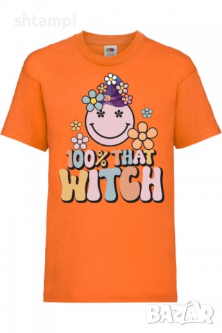 Детска тениска 100 percent that witch,Halloween,Хелоуин,Празник,Забавление,Изненада,Обичаи,, снимка 7 - Детски тениски и потници - 38155918