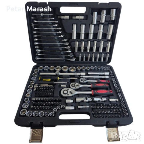 Гедоре KraftWorld 216 части 1/4″ 3/8″ 1/2″ CR-V – пълен комплект за професионалисти, снимка 3 - Куфари с инструменти - 50681229