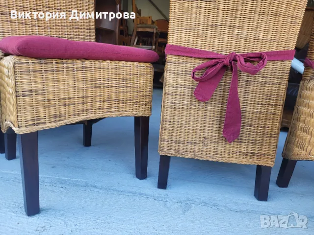 Комплект от 4 стола - ратан, снимка 11 - Столове - 47994360