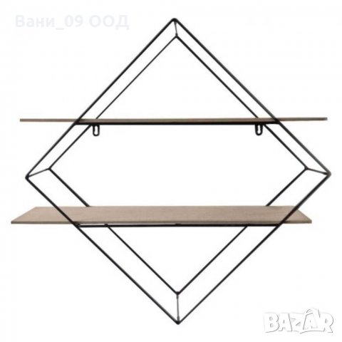 Ромбоидна етажерка-дърво и метал, снимка 5 - Етажерки - 32439904