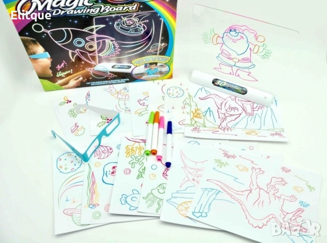 Магическа, светеща 3D дъска за рисуване с цветни маркери, снимка 4 - Други - 52895031