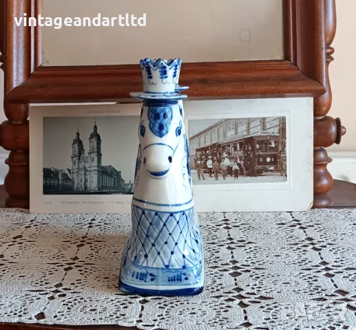 Колекционерски порцелан Гжел, рядък модел, перфектен, снимка 5 - Антикварни и старинни предмети - 48015931