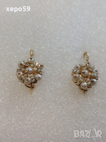 Автентични златни обеци с инкрустирани перли/злато 12 карата, снимка 7 - Обеци - 52865344