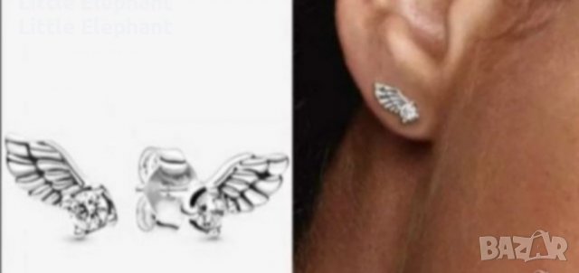 Сребърни обеци Пандора Ангелски крила с кристали,white"Свещена сила"/нови