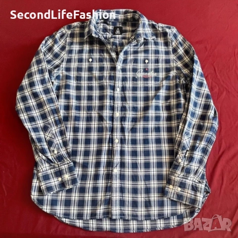 Мъжка карирана синя риза с дълъг ръкав GAASTRA размер M