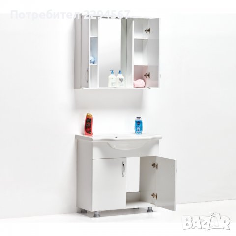шкаф за баня комплект 3 части 80 см и 65 см, снимка 2 - Мивки - 36787125