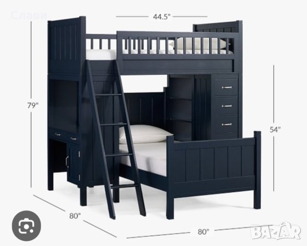  Двуетажно легло с бюро и шкаф с чекмеджета
