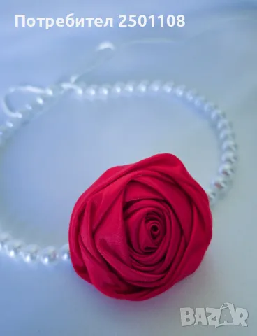 Перлен чокър с роза, снимка 2 - Колиета, медальони, синджири - 50009345