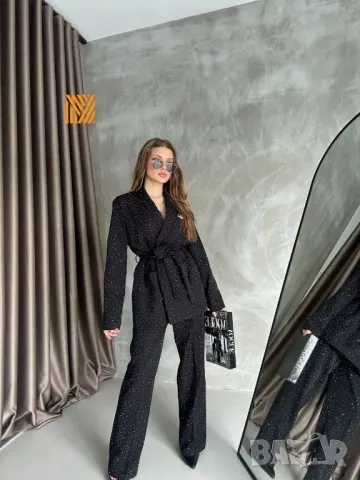 дамски комплект сако и панталон с камъни miu miu , снимка 2 - Комплекти - 50403219