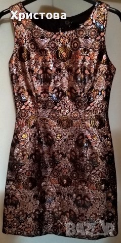 Къса парти рокля в бляскаво медно злато,S