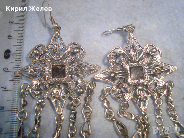 ПРЕКРАСНИ ПОСРЕБРЕНИ РЕТРО - ВИНТИДЖ БЕЛ ЕПОК СТИЛ СКЪПОЦЕННИ КРИСТАЛНИ ОБЕЦИ 14166, снимка 13 - Обеци - 36524967