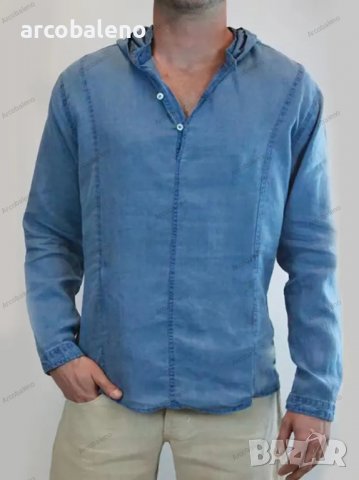 Мъжка стилна риза с качулка и дълги ръкави, 3цвята - 023, снимка 6 - Ризи - 39621588