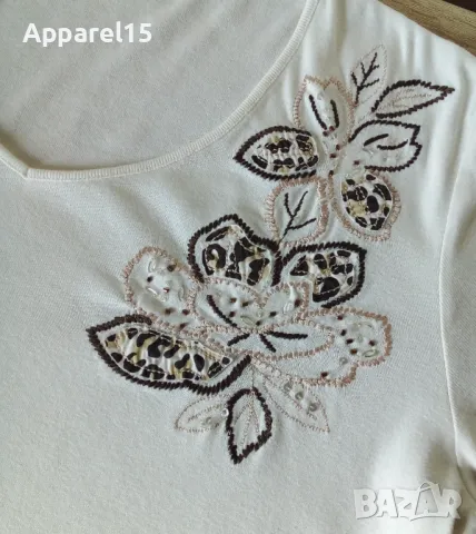 Американска бяла памучна блуза с красива бродерия, XL, снимка 6 - Блузи с дълъг ръкав и пуловери - 47618136