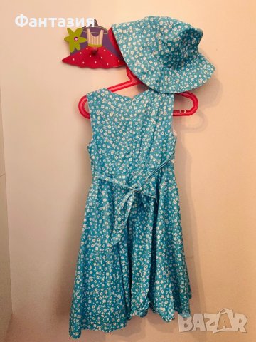 Детска лятна рокля с шапка синя морска, снимка 2 - Детски рокли и поли - 38237973