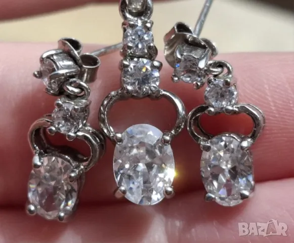 Красив сребърен комплект от сребро 925 с циркони подходящ за балове 2025 или ежедневието , снимка 8 - Бижутерийни комплекти - 50287043